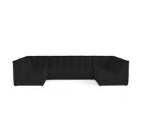 Canape droit LISA DESIGN 7 places en velours noir 173 x 346 x 76 cm Noir G