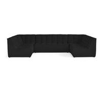 Lisa Design - Ellie - canapé modulable panoramique 7 Places en Velours texturé, Noir