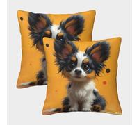 EllieAu Ensemble De 2 Pièces Housses De Coussin Chien à Grandes Oreilles Taies d'oreiller Animal 3D Impression Numérique pour Canapé Maison Salon Chambre Décoration D'intérieur 40x40cm