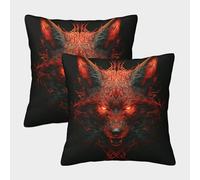 EllieAu Ensemble De 2 Pièces Housses De Coussin Loup Sauvage Taies d'oreiller Diable Loup 3D Impression Numérique pour Canapé, Salon, Chambre À Coucher Interieur 40x40cm