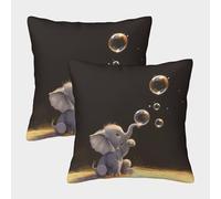 EllieAu Lot De 2 Pièces Housses De Coussin Bubble Éléphant Throw Taie d'oreiller Animal 3D Impression Numérique pour Canapé Salon Chambre Enfants Maison Décoration 40x40cm