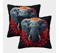 EllieAu Lot De 2 Pièces Housses De Coussin Maple Éléphant Throw Taie d'oreiller Animal Douces pour Canapé Salon Chambre Enfants Maison Décoration 45x45cm