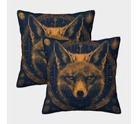 EllieAu Lot De 2 Pièces Housses De Coussin Rune Renard Throw Taie d'oreiller Animaux 3D Impression Numérique pour Canapé Salon Chambre Enfants Maison Décoration 50x50cm