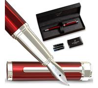 Ellington Pens Ensemble de stylos-plume de luxe pour écriture - Pointe fine lisse - Avec convertisseur d'encre rechargeable, 3 cartouches d'encre (noir et bleu) - Calligraphie élégante
