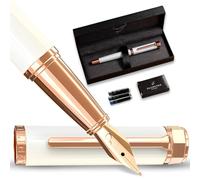 Ellington Pens Ensemble de stylos-plume de luxe pour écriture - Pointe moyenne lisse - Avec convertisseur d'encre rechargeable, 3 cartouches d'encre (noir et bleu) - Calligraphie élégante