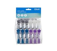 Elliott Lot de 24 Pinces à Linge softgrip avec extrémités en Forme de Fleurs