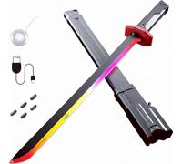 Ellniges Sabres Lumineux Rechargeables pour Enfants, 7 Couleurs Variables avec Effets Sonores de Combat, Jouet de Sabre Lumineux LED Rétractable 2 en 1 pour Cosplay (Rouge + 25 Pierre de feu)
