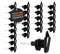 Ellofence 25x Isolateur pour ruban et corde - À insérer dans piquet - Isolateurs robustes pour clôture électrique - Lot de 25