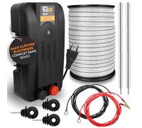 Ellofence Kit clôture électrique XS Ruban - Électrificateur 230V avec ruban 12,5 mm, piquet de terre & isolateurs - Kit complet silencieux pour petits animaux