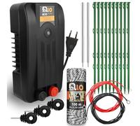 Ellofence Kit de démarrage clôture électrique M - Électrificateur puissant avec 200 m de fil, 10 piquets, isolateurs à anneau & mise à la terre - Kit complet pour chiens, chats & petits animaux