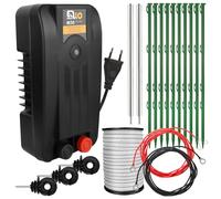 Ellofence Kit de démarrage clôture électrique M - Électrificateur puissant avec ruban 200 m, 10 piquets, isolateurs à anneau & mise à la terre - Kit complet pour chiens, chats & petits animaux