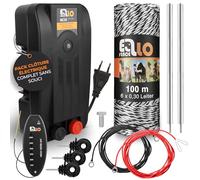 Ellofence Kit démarrage clôture électrique S - Appareil secteur premium avec 100 m fil, isolateurs à anneau & mise à la terre - Kit complet pour animaux domestiques & petits animaux
