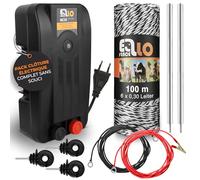 Ellofence Kit démarrage clôture électrique XS - Électrificateur premium avec 100 m fil, isolateurs à anneau & mise à la terre - Kit complet pour chiens, chats & petits animaux
