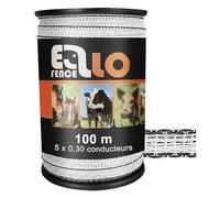 Ellofence Ruban clôture électrique 12,5mm x 100m - Ruban conducteur robuste et résistant UV - Accessoire fiable pour pâturage et enclos animaux