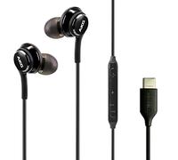 ElloGear AKG Écouteurs de type C, Casque Audio pour Samsung Galaxy S21, Galaxy S22, S22 Ultra, Galaxy S20 FE - Conçus par AKG - Câble tressé avec microphone et télécommande volume - Noir