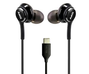 ElloGear AKG Écouteurs stéréo 2022 pour Samsung Galaxy Note 10, Note 10+, Galaxy S10, S9 Plus, S10e - Câble tressé avec Microphone et connecteur de Type C à Distance - Noir