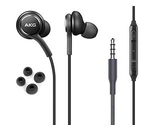 ElloGear - Écouteurs stéréo OEM pour Samsung Galaxy S10, S10e Plus - filaires - conçu par AKG - avec Microphone et Boutons de Volume (Noir)