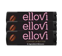 Ellovi Baume à lèvres naturel - Café - Assez pur pour manger - Fabriqué uniquement avec 6 ingrédients végétaliens - Soin hydratant pour les lèvres pour hydrater toute la journée (lot de 3)