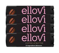 Ellovi Baume à lèvres naturel - Café - Assez pur pour manger - Fabriqué uniquement avec 6 ingrédients végétaliens - Soin hydratant pour les lèvres pour hydrater toute la journée (lot de 4)