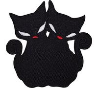 ELLU Écusson brodé chat noir porte-bonheur thermocollant ou à coudre sur manteau, veste, robe, sac