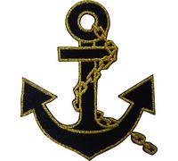 ELLU Patch d'ancre en Or Noir Fer à Coudre sur l'insigne brodé de déguisement de Marin Marine