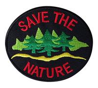 ELLU Save The Nature - Écusson brodé thermocollant ou à coudre - Rectangulaire - 7,8 x 6,6 cm - Inspiré de la nature