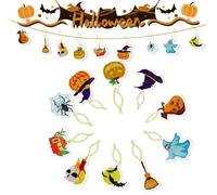 Ellxen Lot de 10 kits de peinture diamant à faire soi-même, pour Halloween, avec pendentifs, comme décoration d'Halloween ou cadeau d'Halloween