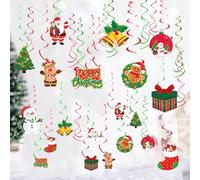 Ellxen Lot de 20 tourbillons à suspendre de qualité supérieure pour plafond, Père Noël, renne, bonhomme de neige, motif bonhomme en pain d'épices, ornements en spirale pour la soirée de Noël