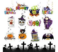 Ellxen Lot de 24 tourbillons à suspendre, décorations de tourbillons d'Halloween, guirlandes d'Halloween, décoration de caricature à suspendre, pour des fêtes effrayantes, des expériences inoubliables