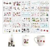 Ellxen Lot de 30 Tatouages de Bougies - Décoration de Noël - Autocollants Multicolores - Film Coulissant à l'Eau - Pour Bricolage, Tasse et Bougie - Cadeau DIY (B)