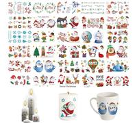 Ellxen Lot de 30 Tatouages de Bougies - Décoration de Noël - Autocollants Multicolores - Film Coulissant à l'Eau - Pour Bricolage, Tasse, Bougie, Cadeau