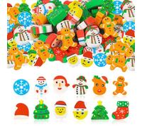 Ellxen Lot de 50 mini gommes de Noël pour enfants, école, petites gommes à crayon, gommes de Noël, récompenses en salle de classe, pour enfants, élèves (nombre aléatoire)