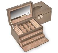 Elly Boîte à bijoux en cuir naturel/taupe, Cuir, Sans pierre