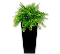 Elly Décor Pot de Fleurs carré Moderne en Plastique de 55,9 cm de Haut avec Drainage, léger, extrêmement Durable pour extérieur et intérieur, 55,9 x 30,5 cm, Noir