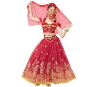 ELLYDOOR Aladdin Déguisement de princesse Jasmine pour filles, pour Halloween, cosplay, fête, danse du ventre, rouge vin, étiquette 120
