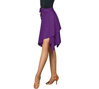 ELLYDOOR Jupe de Danse Latine pour Femme - Jupe de Danse Lisse irrégulière Swing Tango cha cha cha, 06 Violet, Taille Unique