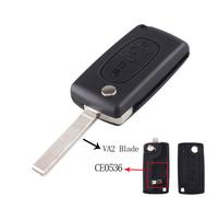 Ellyyou-Étui De Clé À Distance De Voiture À 2 Ou 3/4 Boutons,Coque De Clé Pliable Rabattable,Cristaux,Kit 207,307,308,407,607,807,C2,C3,C4,C5,C6 - Type 2bt Va2 Ce0536-For Peugeot