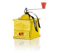 Elma Moulin à Café Manuel de Style Vintage avec Deux Positions de Réglage | Assiette, Usage Décoratif, Couleur Jaune, 10,5 x 10,5 x 15,5 cm | Ne Moud pas le Café