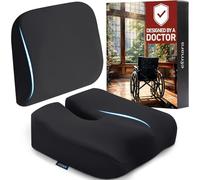 Elmara Coussin pour fauteuil roulant - 10,2 cm d'épaisseur - Coussin de siège et coussin de dossier pour fauteuil roulant (lot de 2) - Accessoires pour fauteuil roulant, accessoires de scooter de
