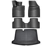 ELMASLINE Ensemble de Tapis de Sol en Caoutchouc 3D et bac de Coffre pour VW ID.3 | 2020-2026 | Remarque Importante : Les Accessoires ne s'adaptent Pas au Sol à Charge Variable