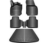 ELMASLINE Ensemble de tapis en caoutchouc 3D & bac de coffre pour VW TAYRON à partir de 2025 (5 places) | eTSI | Convient uniquement au Mild-Hybrid ! | Accessoire tapis de sol et tapis de coffre