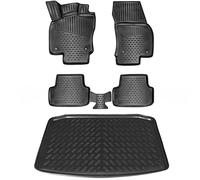 Elmasline Jeu de Tapis en Caoutchouc et bac de Coffre pour VW Tiguan II, à partir du millésime 2016-2024 - Bord Extra Haut de 5 cm | 2e génération