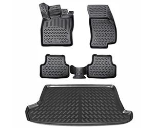 Elmasline Kit de Tapis Design en Caoutchouc et Tapis de Coffre pour VW T-ROC à partir de 2017 Plancher de Chargement supérieur Ne rentre Pas en Cabriolet !! | Tapis de Voiture et Bac de Coffre