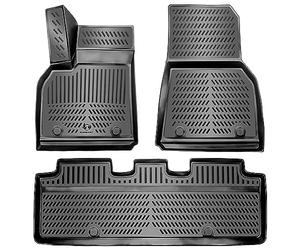 ELMASLINE Lot de tapis de sol en caoutchouc 3D pour Tesla Model 3 2017-2026 - Bord haut de 5 cm