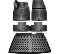 ELMASLINE Lot de tapis en caoutchouc 3D et bac de coffre pour Renault Megane E-TECH à partir de 2022 électrique | Accessoires de tapis de sol | Accessoires de tapis de sol pour coffre