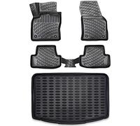 ELMASLINE Lot de tapis en caoutchouc et bac de coffre pour Hyundai II i20 2014-2020 (hayon) | Bord extra haut de 5 cm