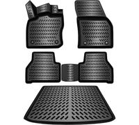 ELMASLINE Lot de Tapis en Caoutchouc et bac de Coffre pour VW Caddy 5 (V) 2020-2026 - Ne Convient Pas pour Maxi/Grand (Version Longue) et Cargo - Bord Haut - Bord Extra Haut de 5 cm