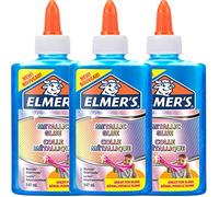 Elmer's colle PVA métallique | Idéale pour fabriquer du slime | Lavable | Bleu | 147 ml | 3 unités