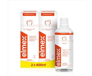 elmex Après-dents anti-caries, sans alcool, 2 x 400 ml | Bain de bouche médical, avec formule aminofluorure, renforce l'émail des dents, protège contre les caries et la plaque