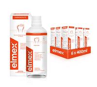 elmex Bain de bouche Protection contre les caries 6 x 400 ml - Nettoyage des dents antibactérien sans alcool protège efficacement contre les caries - Pour une utilisation quotidienne avec bouclier de
